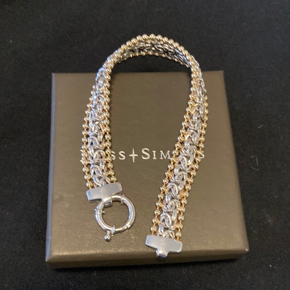 ross simon Jewelry - COPY - Beautiful Byzantine Sterling silver w/18 k beading 8 inch bracelet nev…
